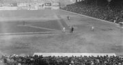 Ray Caldwell pitching in the first game at Ebbets Field, April 5, 1913