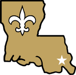 The team adopted a "State of Louisiana" logo, with the "Fleur de lis" logo inside of it in 1986; it remained in use through to the late 1990s.