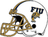 NCAA-FIU Panthers White striped Football helmet-Rightside-gold facemask