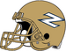 Akron Zips Gold helmet- Blue facemask-Gold facemask-Z logo-Right side