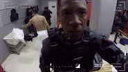 A revealing shot from Broussard's helmet cam as he changes out of uniform at the end of his shift