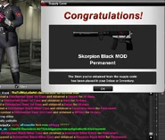 SKorpion black mod.png (403 KB) Obtaining Skorpion Black MOD from the Oktoberfest Black HiSec Case for permanent duration.