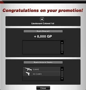 Ranking to Lieutenant Colonel I (old rewards)