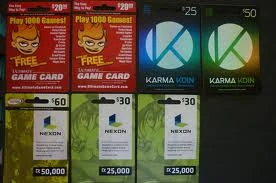 Game Ulitmate Card, Karma Koin, and Nexon Game Cards