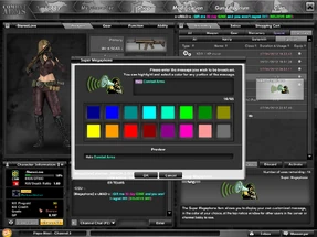 Type in what you want to say in the megaphone. Highlight any word and select a color for it.