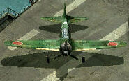 Unaccessable green A6M Zero fighter stationed in the Shinano carrier.