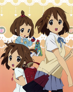 Yui as a teenager, child, and toddler.