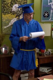 The Dean's wore this high cut graduation robe when he was about to sign Jeff's degree. Appearance: "Advanced Introduction to Finality"