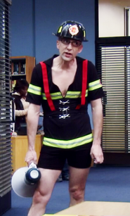 A flashback by the study group shows Dean Pelton dressed as a fireman in order to warn the study group of a fire that had just broke out in the building.Appearance: "Curriculum Unavailable"