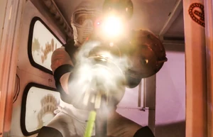 Gatling gun being fired