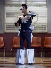 Abed cosplaying as Kickpuncher