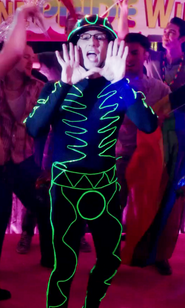 The Dean wearing what seems to be an outfit inspired by Tron. Appearance: "Advanced Gay"