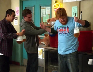 Eric leaking condom water balloon