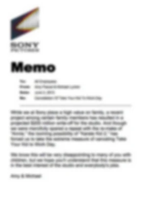 Blurry Sony memo