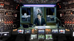 Chief Starr pilots his spaceship