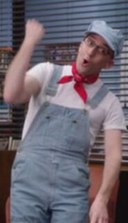 Dean Pelton wears a train conductor outfit (as he's into model trains) to announce a carnival at Greendale.Appearance: "Origins of Vampire Mythology"