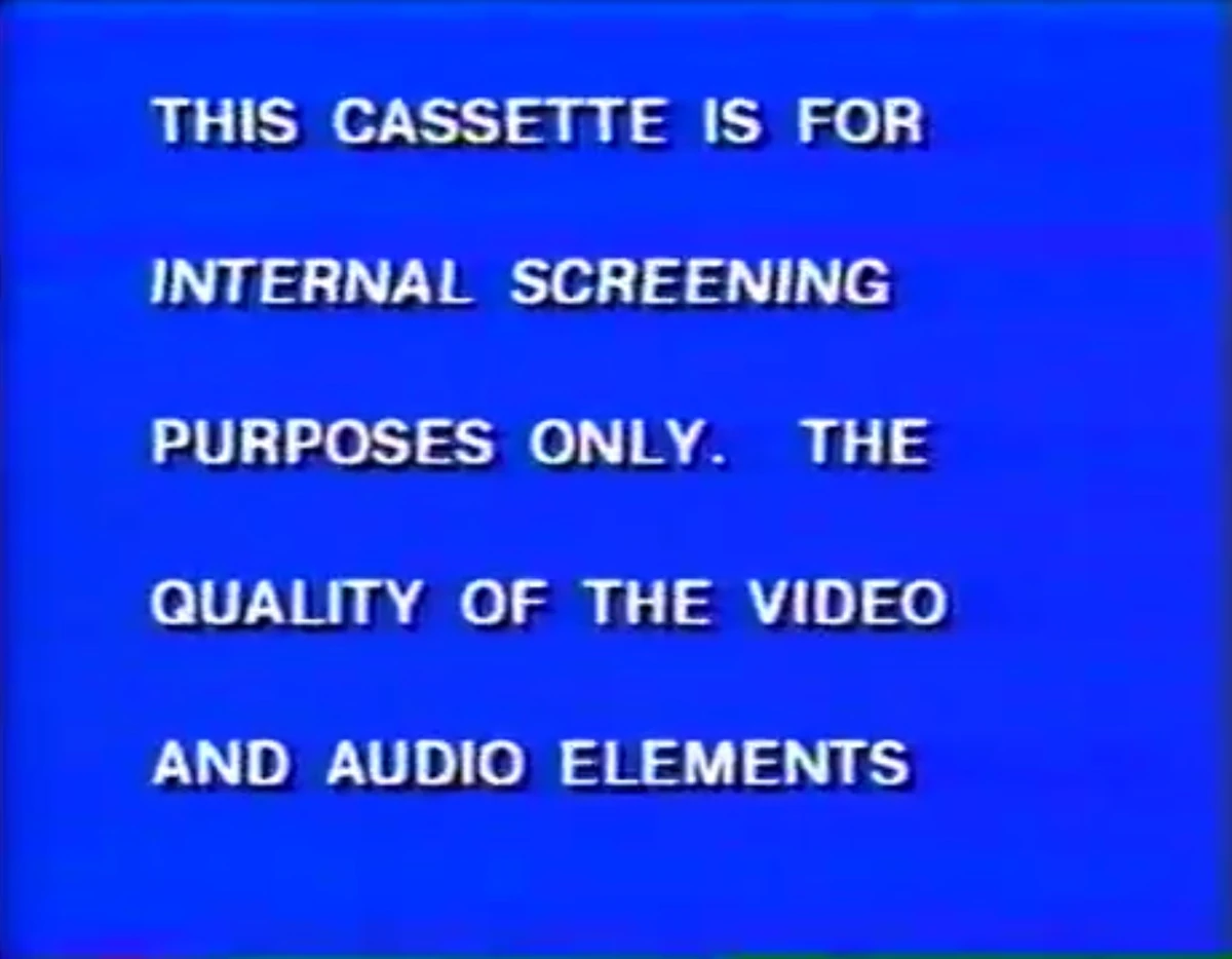 Universal Pictures Home Entertainment Screener Tape Warning Screens