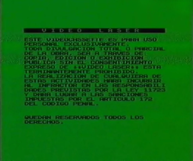 Video Laser (Argentina) Warning Screen | Company Bumpers