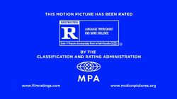 Rated R- RESTRICTED film rating bumper (MPAA) blue screen 