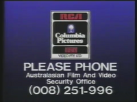 RCA-Columbia Pictures-Hoyts Video Piracy Warning (1990) AFaVSO information