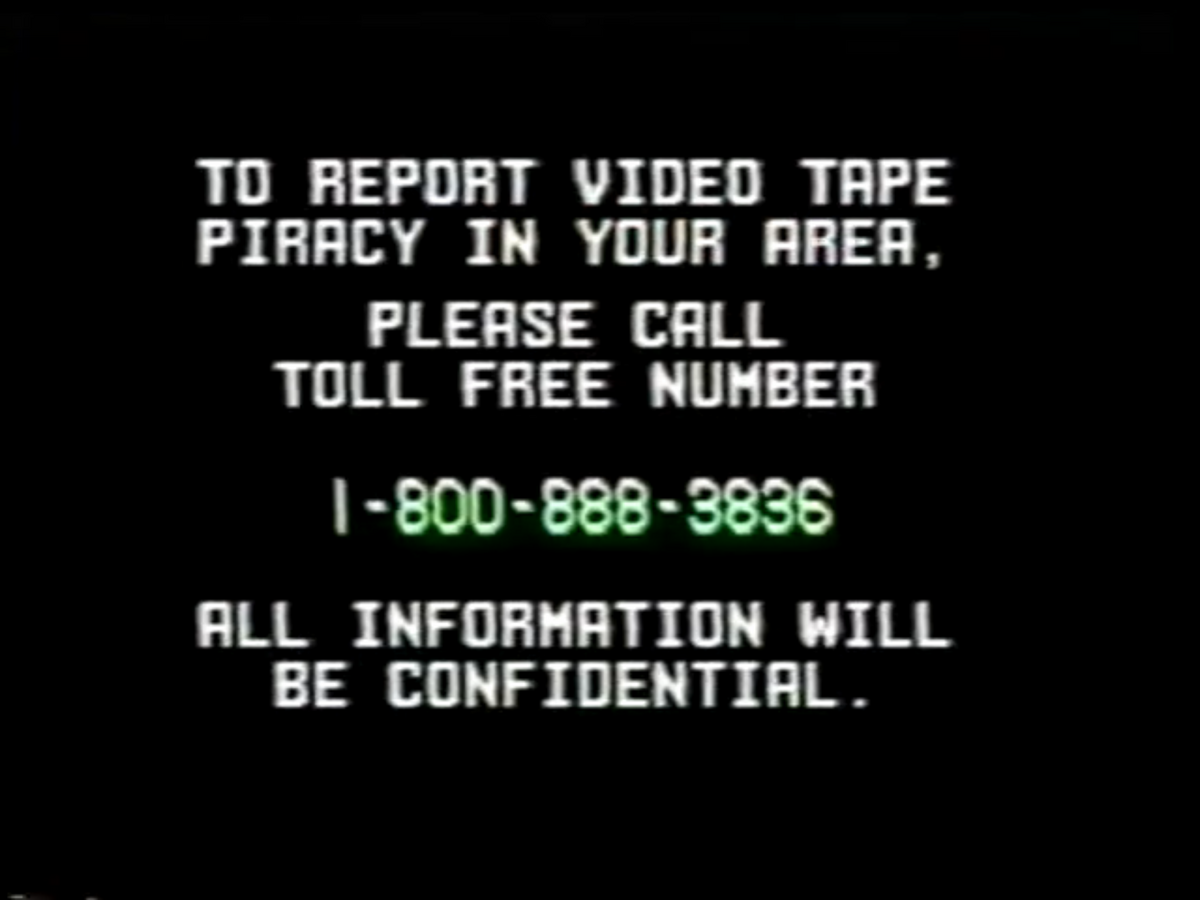 Hong Kong VHS Piracy Report Hotline Screen | Company Bumpers