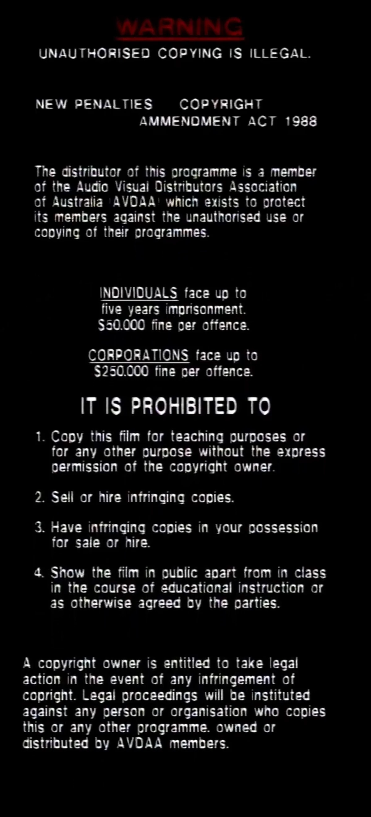 Video Distributors International (Australia) Warning Screen Company