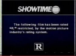 Rated R- RESTRICTED film rating bumper (MPAA) blue screen 