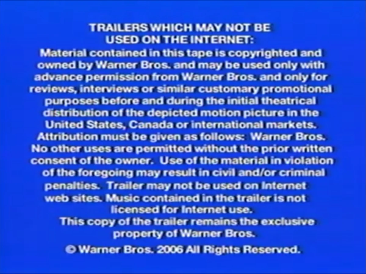 Warner Bros. Home Entertainment EPK Warning Screen Company Bumpers