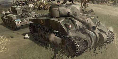 Sherman Firefly accompany by a Cromwell Command Tank.