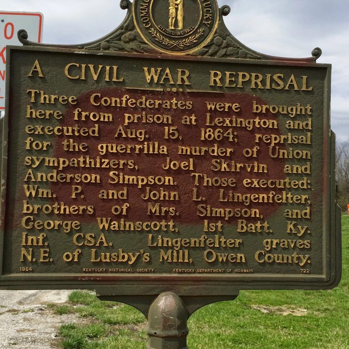 Historical Marker 722 A Civil War Reprisal Completely Kentucky Wiki