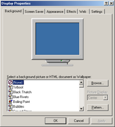 The background Tab in Windows ME