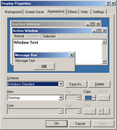 The appearance Tab in Windows ME