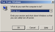 The shutdown menu for Windows ME