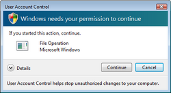User Account Control administrator dialog