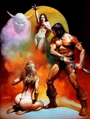 Cover art by  used for the Prestige and Ace editions of Conan the Freebooter