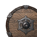 Icon ornamented wood shield