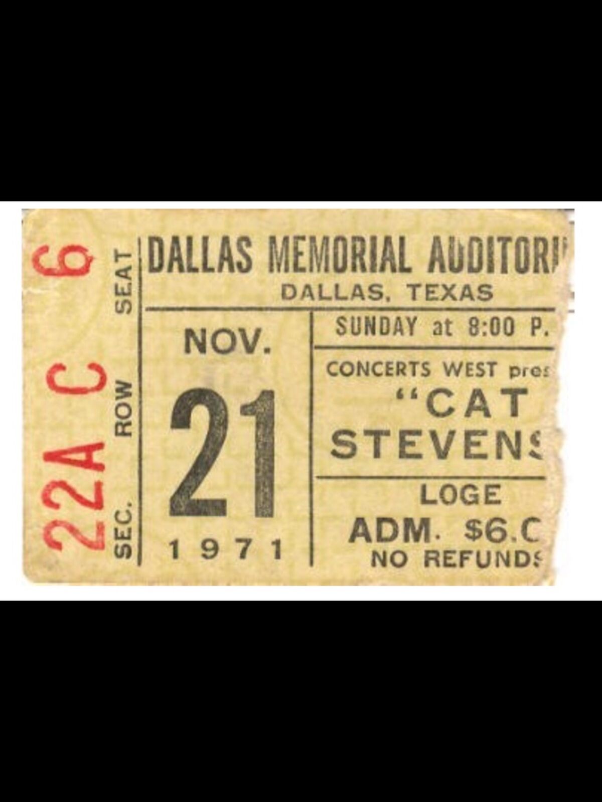 November 21, 1971 Dallas Memorial Auditorium, Dallas, TX Concerts