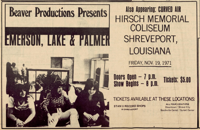 November 19, 1971 Hirsch Memorial Coliseum, Shreveport, LA Concerts