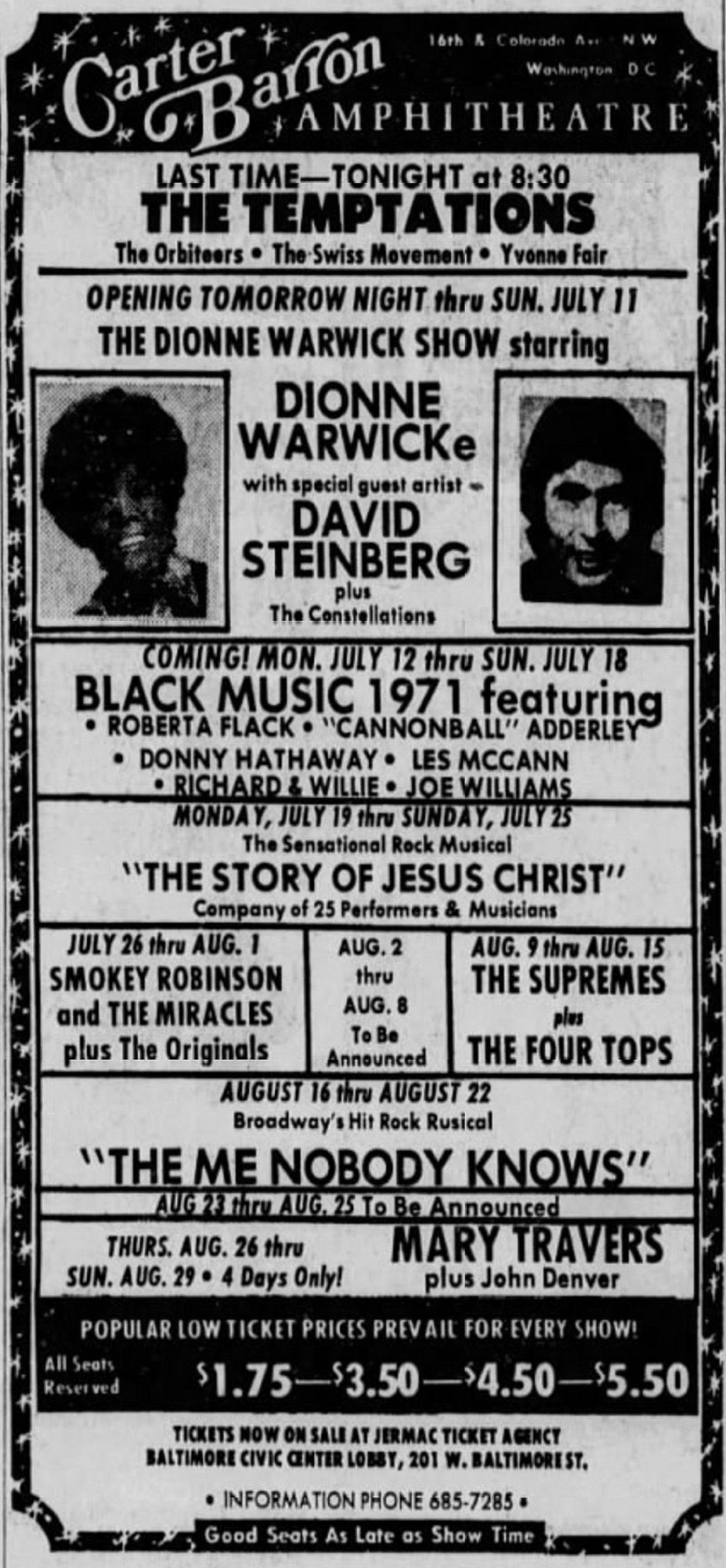 July 511, 1971 Carter Barron Amphitheatre, Baltimore, MD Concerts