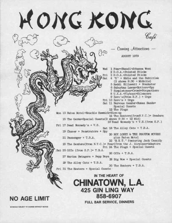 August 1617, 1979 Hong Kong Cafe, Los Angeles, CA Concerts Wiki Fandom