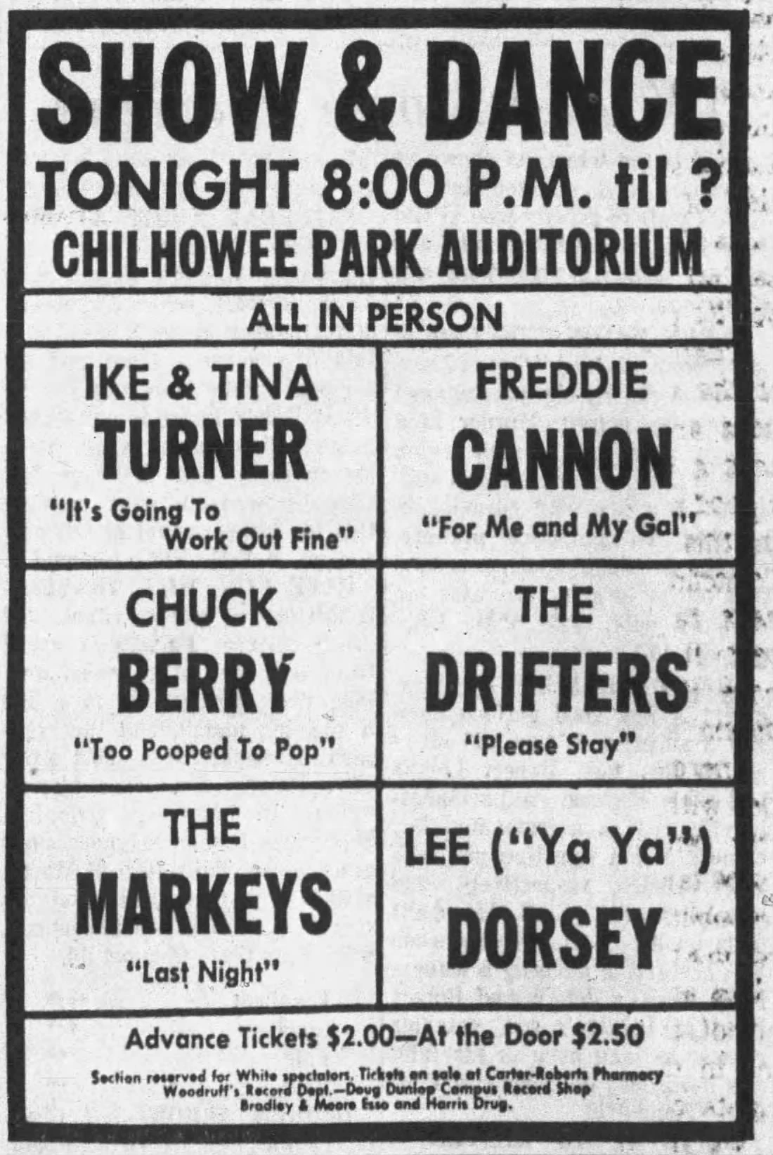 December 2, 1961 Chilhowee Park Auditorium, Knoxville, TN Concerts