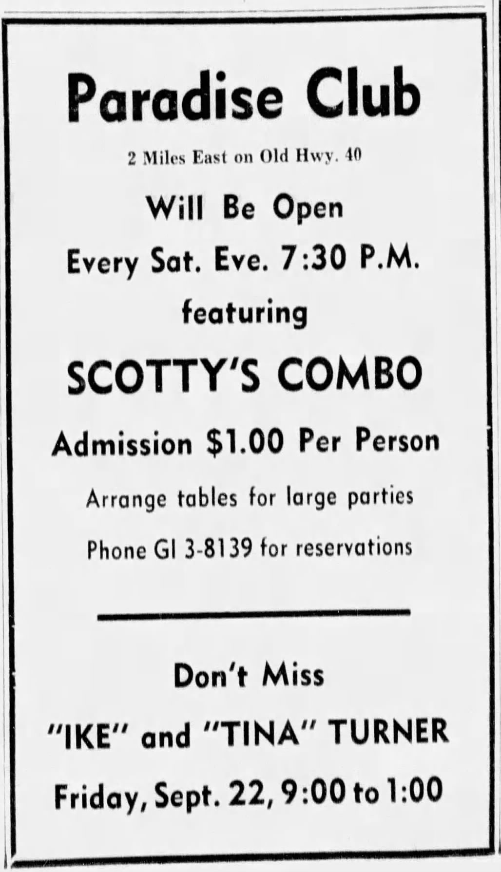 September 22, 1961 Paradise Club, Columbia, MO Concerts Wiki Fandom