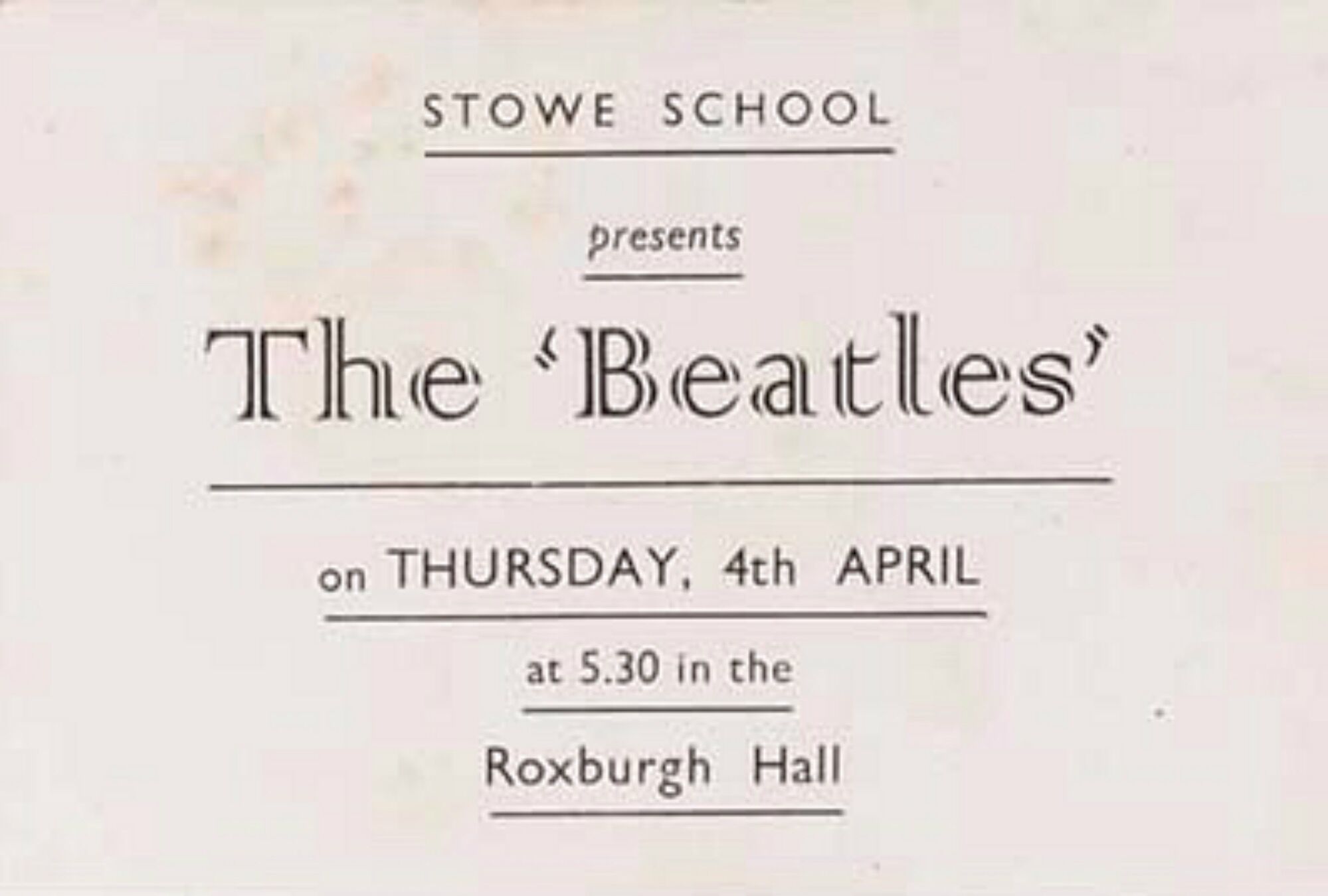 April 4, 1963 Stowe School Roxburgh Hall, Stowe, ENG | Concerts