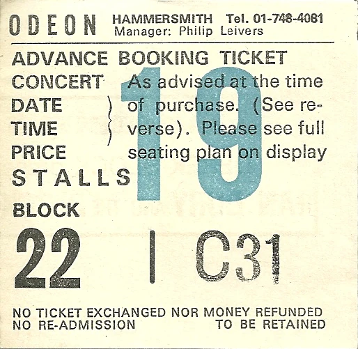 December 19, 1978 Hammersmith Odeon, London, ENG Concerts Wiki Fandom
