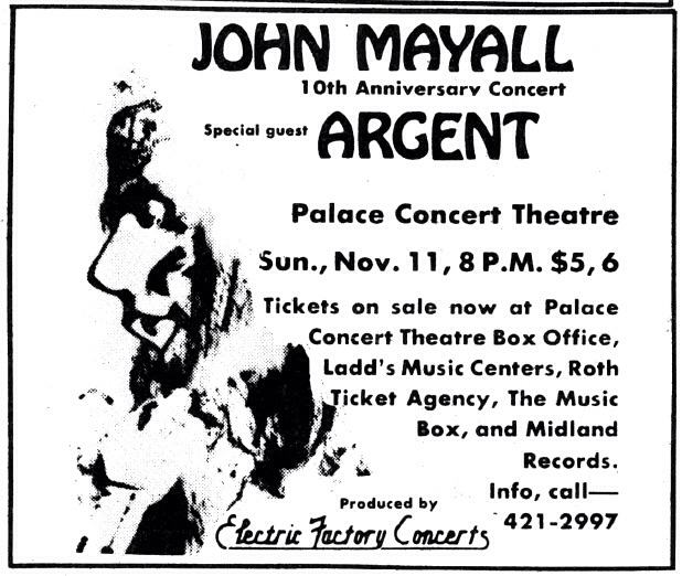 November 11, 1973 Palace Concert Theater, Providence, RI Concerts