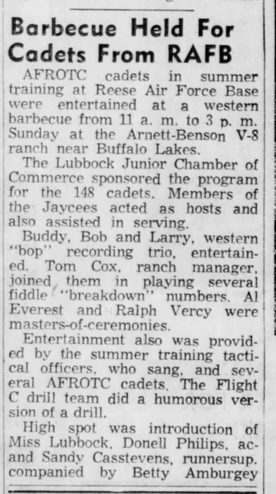 July 10, 1955 Benson V8 Ranch, Lubbock, TX Concerts Wiki Fandom