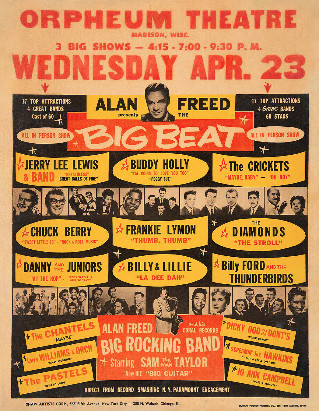 April 23, 1958 Orpheum Theatre, Madison, WI Concerts Wiki Fandom