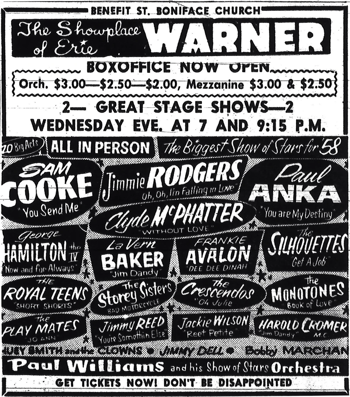 April 23, 1958 Warner Theatre, Erie, PA Concerts Wiki Fandom