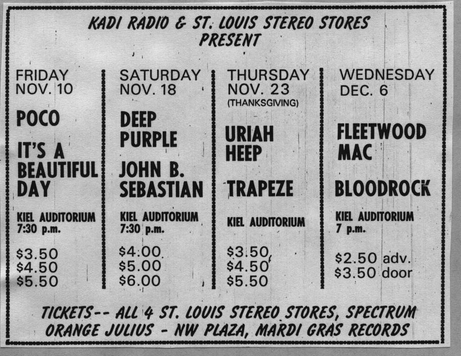 November 23, 1972 Kiel Auditorium, St. Louis, MO Concerts Wiki Fandom