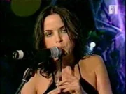 Andrea Corr playing whistle at Montreux Jazz Festival, Switzerland, 15 July 1998.